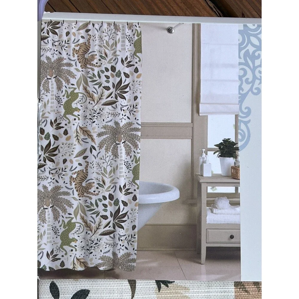 Art House Claude Taupe Fabric Shower Curtain Multicolor Cottage Beige New
